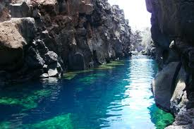 Las Grietas, a fissure in the lava rock, is a wonderful local swimming hole. 