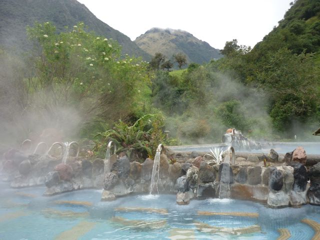 Hot springs naturally heated by Antisana Volcano in the Andes Ranges